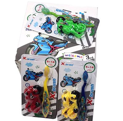 兒童軟毛牙刷 兒童牙刷送玩具摩托車8339a15-3-3