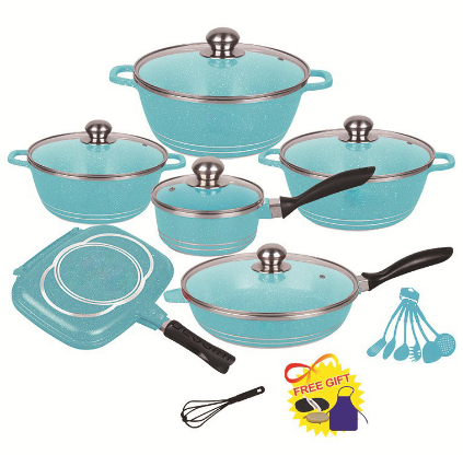 外貿(mào)出口鋁鍋23件套 non-stick cookware 23 Piece glass cover