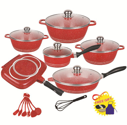 外貿(mào)出口鋁鍋23件套 non-stick cookware 23 Piece glass cover