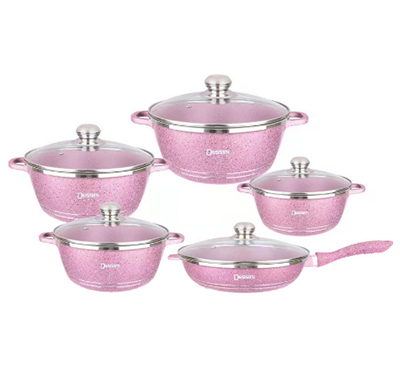 外貿(mào)鋁鍋套裝 麥飯石10件套玻璃蓋10PCS alumlnum cookware set