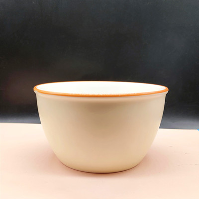 （二級）4.5寸韓國簡約鳳橘色粗邊韓式陶瓷米飯碗家用碗六A5-1-1