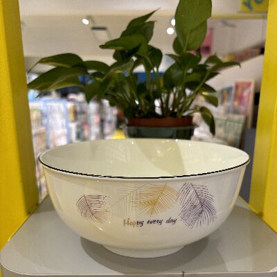 （一等）8寸歐式陶瓷面碗家用沙拉碗湯微波爐碗粥碗—金羽毛24個/件六A7-3-1