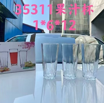 35311果汁杯 玻璃厚實(shí)水杯果汁杯檸檬茶杯家用大容量冷飲杯六B14-4-1