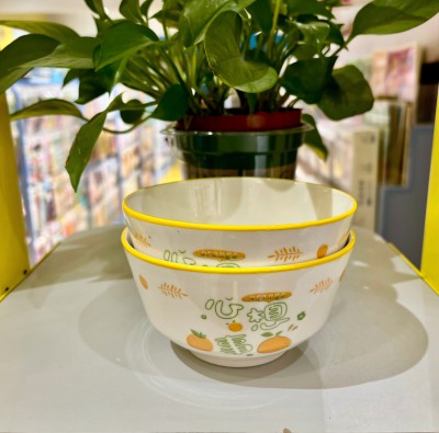 120/件（優(yōu)等商超款特價(jià)）4.6寸歐式陶瓷碗釉下彩耐高溫飯碗可蒸可微波碗-心想事成六A2-1-1B7-2-1