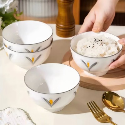 120/件（優(yōu)等商超款特價）4.6寸歐式陶瓷碗釉下彩耐高溫飯碗可蒸可微波碗