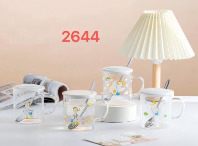 （60/件）YH-2644卡通小鴨子高硼硅玻璃杯+陶瓷蓋六B44-3-1